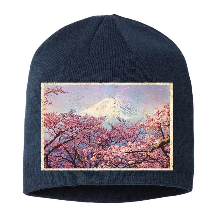 Vintage Japanese Mt. Fuji & Cherry Blossoms 8 1/2in Sustainable Knit Beanie