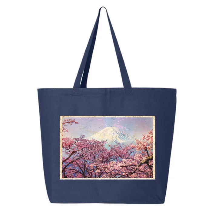 Vintage Japanese Mt. Fuji & Cherry Blossoms 25L Jumbo Tote