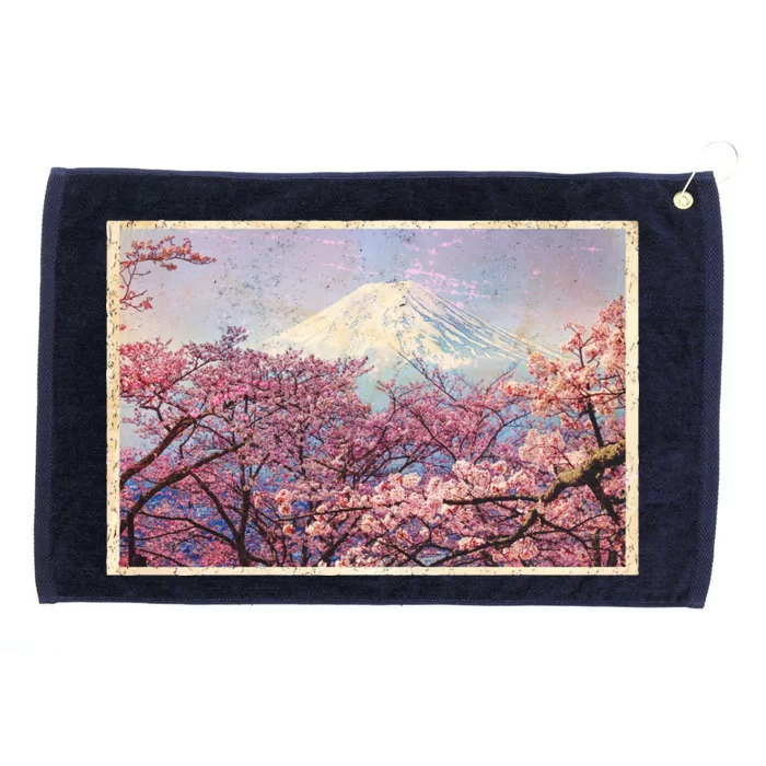 Vintage Japanese Mt. Fuji & Cherry Blossoms Grommeted Golf Towel