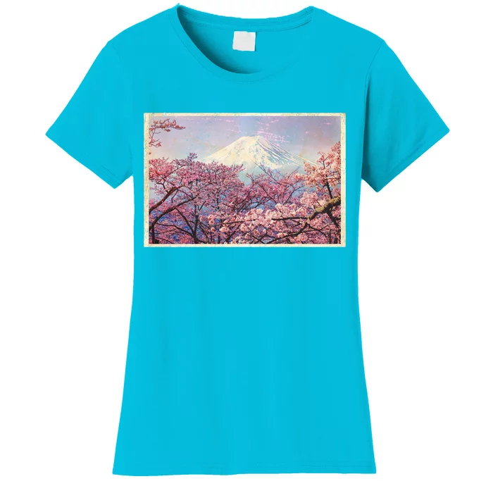 Vintage Japanese Mt. Fuji & Cherry Blossoms Women's T-Shirt