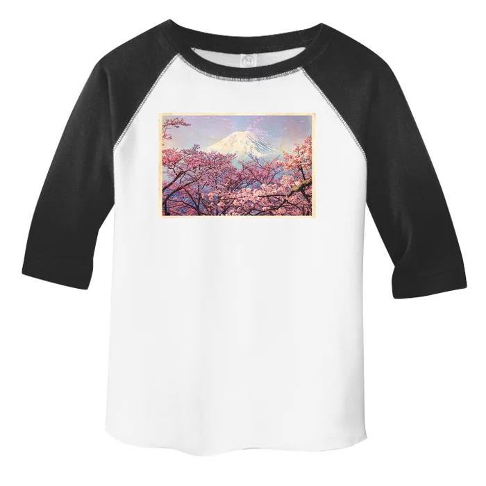 Vintage Japanese Mt. Fuji & Cherry Blossoms Toddler Fine Jersey T-Shirt