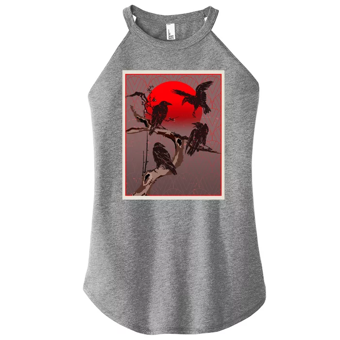 Vintage Japanese Raven Crow Red Moon Women’s Perfect Tri Rocker Tank