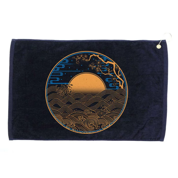 Vintage Japanese Sun Waves Emblem Grommeted Golf Towel