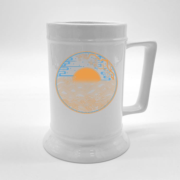 Vintage Japanese Sun Waves Emblem Front & Back Beer Stein