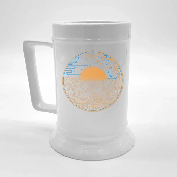 Vintage Japanese Sun Waves Emblem Front & Back Beer Stein