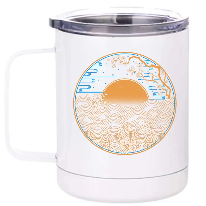 Vintage Japanese Sun Waves Emblem Front & Back 12oz Stainless Steel Tumbler Cup