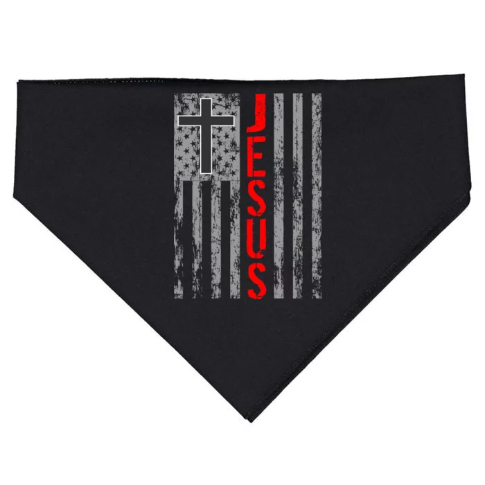 Vintage Jesus USA American Flag Catholic Christion Cross USA-Made Doggie Bandana