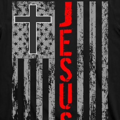 Vintage Jesus USA American Flag Catholic Christion Cross T-Shirt