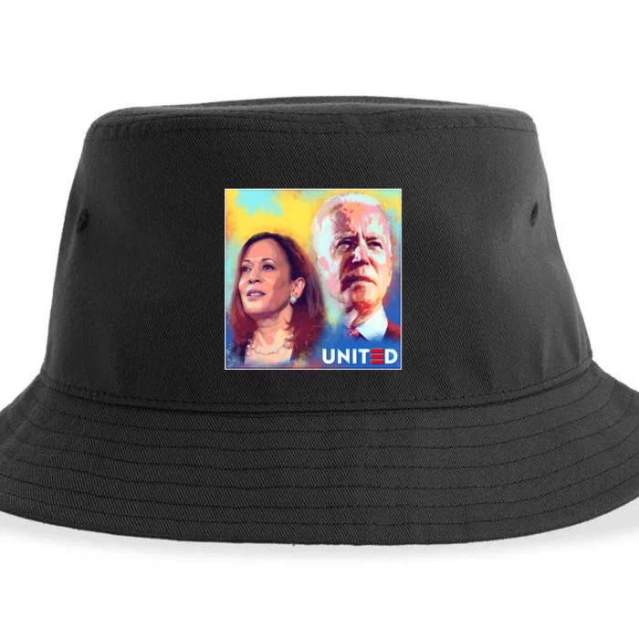 Vintage Joe Biden Kamala Harris United Poster Sustainable Bucket Hat