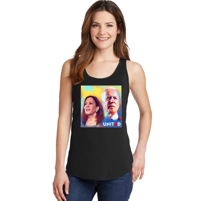 Vintage Joe Biden Kamala Harris United Poster Ladies Essential Tank