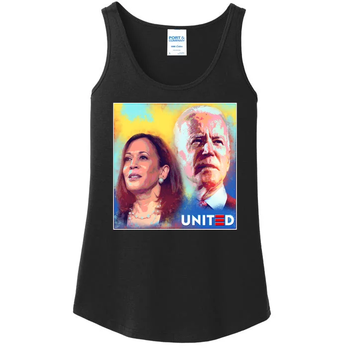 Vintage Joe Biden Kamala Harris United Poster Ladies Essential Tank