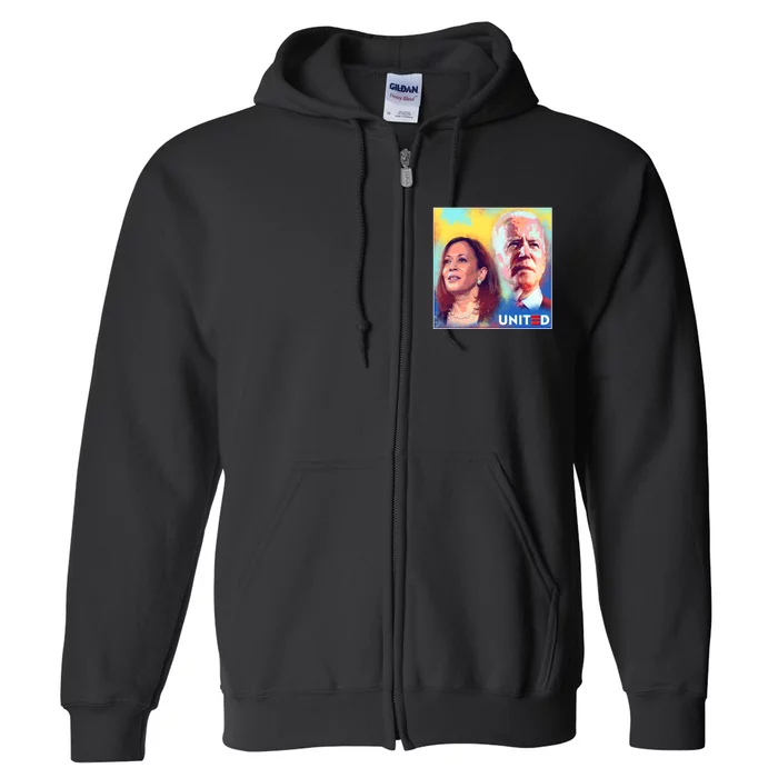 Vintage Joe Biden Kamala Harris United Poster Full Zip Hoodie