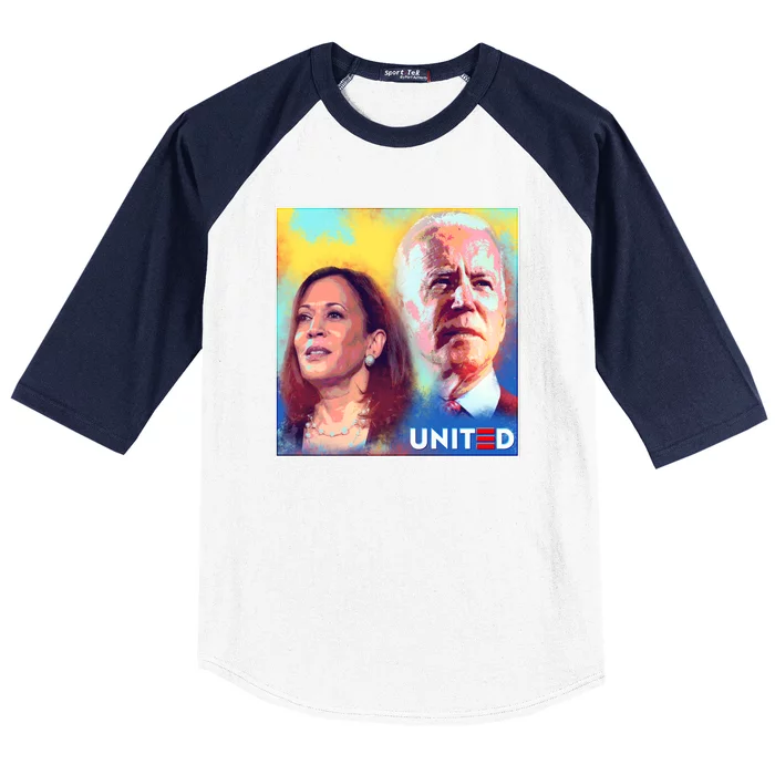 Vintage Joe Biden Kamala Harris United Poster Baseball Sleeve Shirt