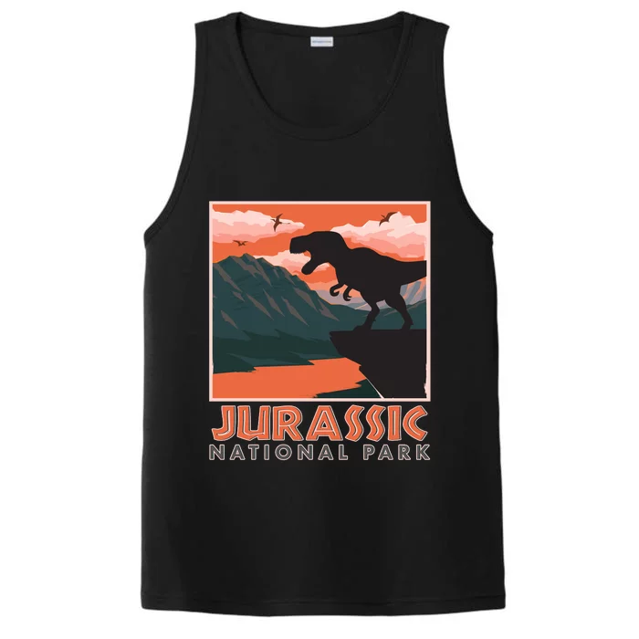 Vintage Jurassic National Park Poster Performance Tank