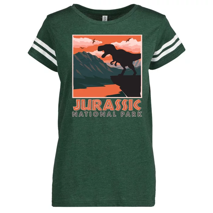 Vintage Jurassic National Park Poster Enza Ladies Jersey Football T-Shirt