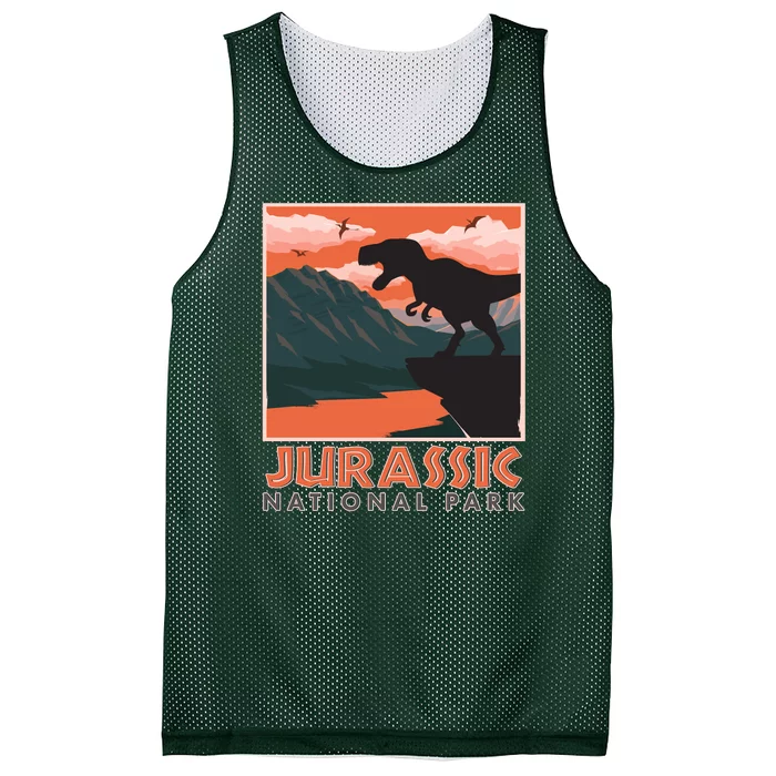 Vintage Jurassic National Park Poster Mesh Reversible Basketball Jersey Tank