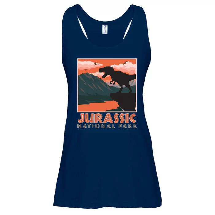 Vintage Jurassic National Park Poster Ladies Essential Flowy Tank