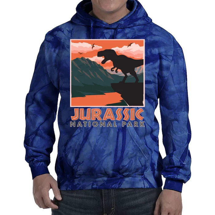 Vintage Jurassic National Park Poster Tie Dye Hoodie