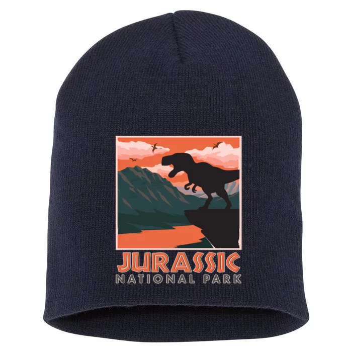 Vintage Jurassic National Park Poster Short Acrylic Beanie