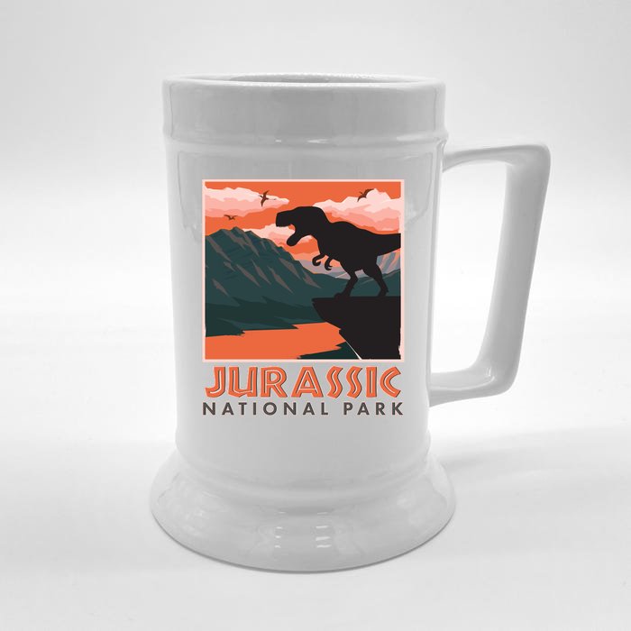 Vintage Jurassic National Park Poster Front & Back Beer Stein