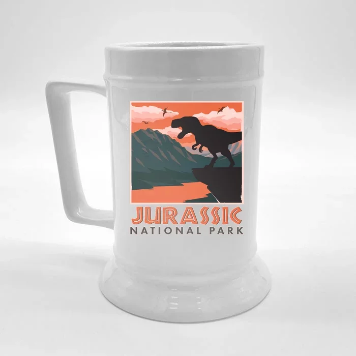 Vintage Jurassic National Park Poster Front & Back Beer Stein