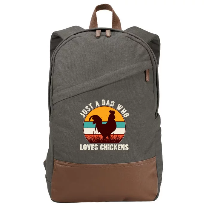 Vintage Just A Dad Who Loves Chickens Cotton Canvas Backpack