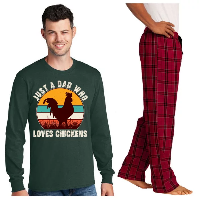 Vintage Just A Dad Who Loves Chickens Long Sleeve Pajama Set