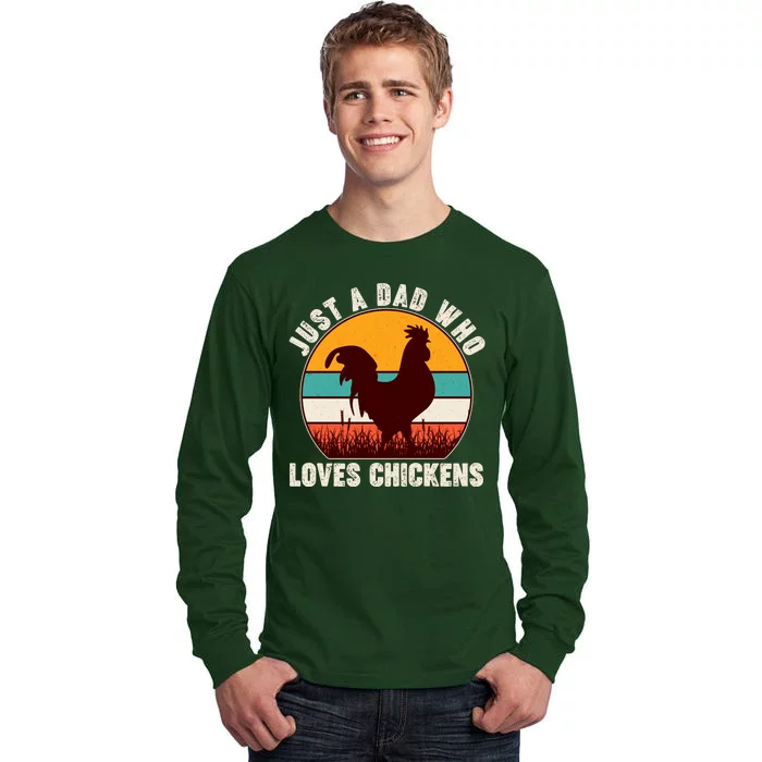 Vintage Just A Dad Who Loves Chickens Tall Long Sleeve T-Shirt