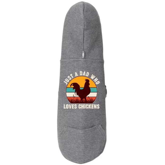 Vintage Just A Dad Who Loves Chickens Doggie 3-End Fleece Hoodie