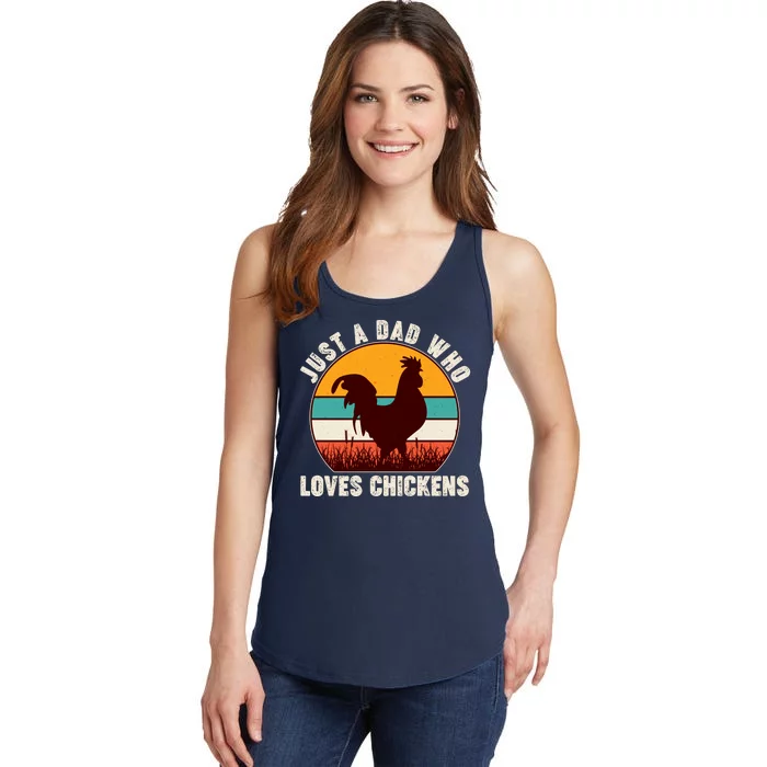 Vintage Just A Dad Who Loves Chickens Ladies Essential Tank