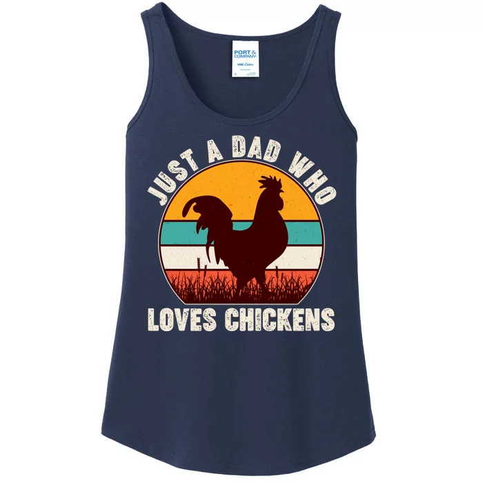 Vintage Just A Dad Who Loves Chickens Ladies Essential Tank