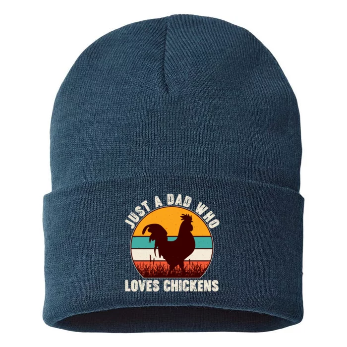 Vintage Just A Dad Who Loves Chickens Sustainable Knit Beanie