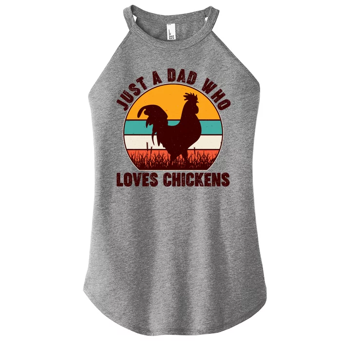 Vintage Just A Dad Who Loves Chickens Women’s Perfect Tri Rocker Tank