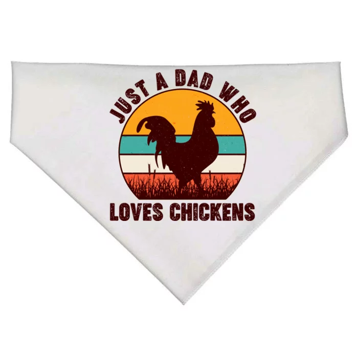 Vintage Just A Dad Who Loves Chickens USA-Made Doggie Bandana