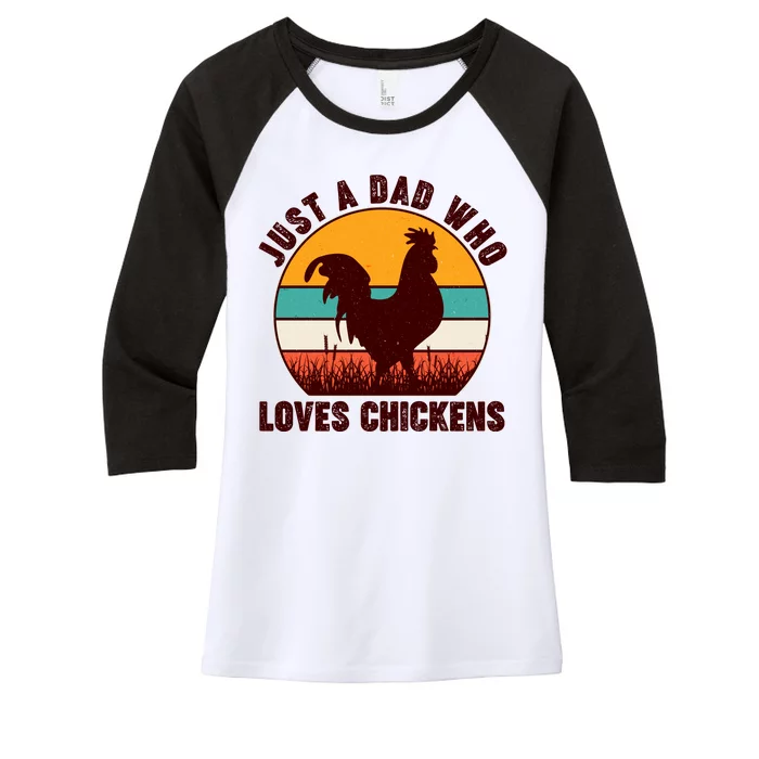 Vintage Just A Dad Who Loves Chickens Women's Tri-Blend 3/4-Sleeve Raglan Shirt