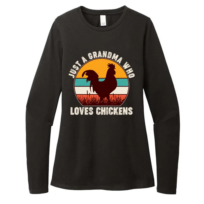 Vintage Just A Grandma Who Loves Chickens Womens CVC Long Sleeve Shirt