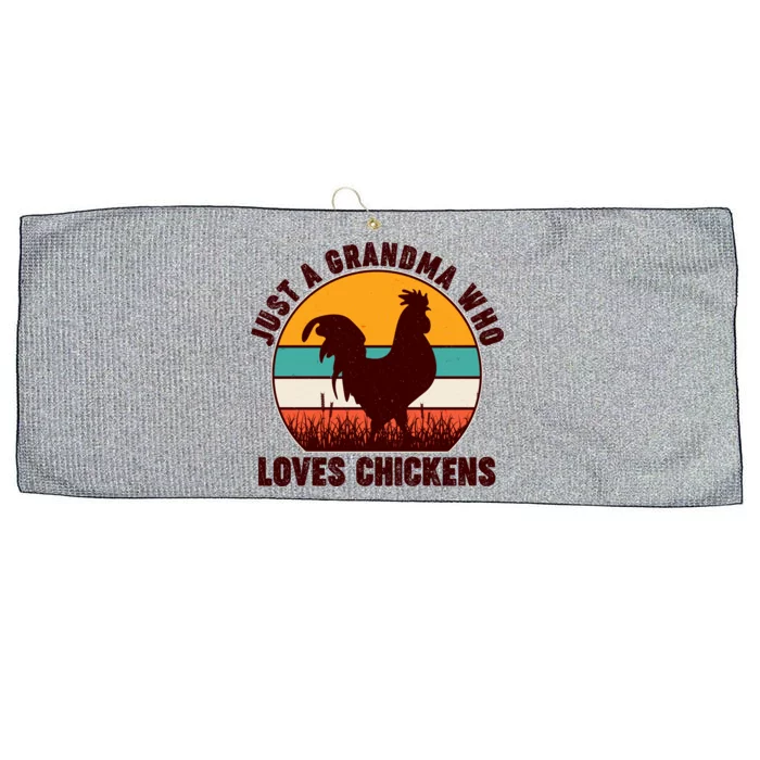 Vintage Just A Grandma Who Loves Chickens Large Microfiber Waffle Golf Towel