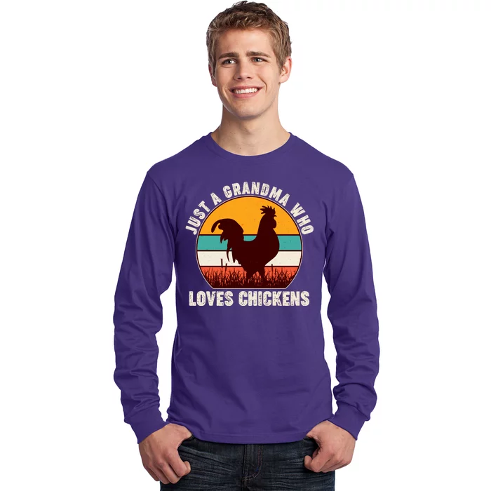 Vintage Just A Grandma Who Loves Chickens Long Sleeve Shirt