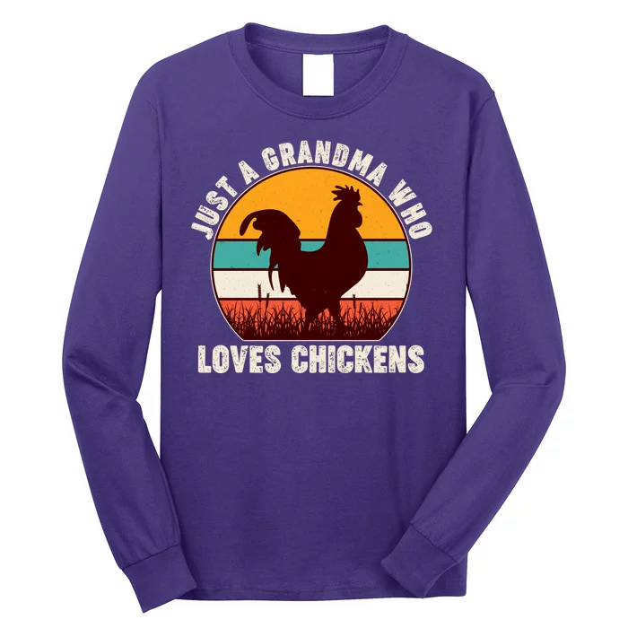 Vintage Just A Grandma Who Loves Chickens Long Sleeve Shirt