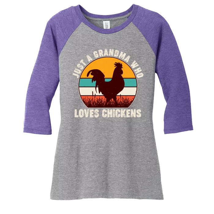 Vintage Just A Grandma Who Loves Chickens Women's Tri-Blend 3/4-Sleeve Raglan Shirt