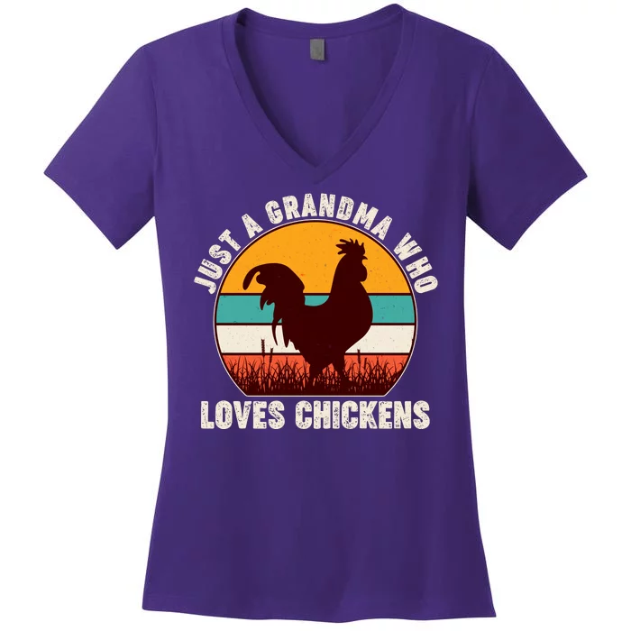 Vintage Just A Grandma Who Loves Chickens Women's V-Neck T-Shirt