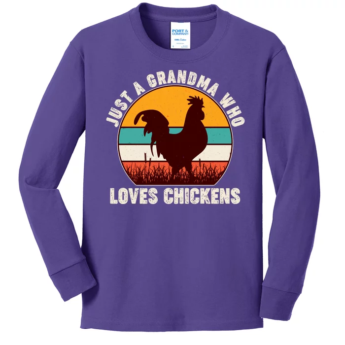 Vintage Just A Grandma Who Loves Chickens Kids Long Sleeve Shirt