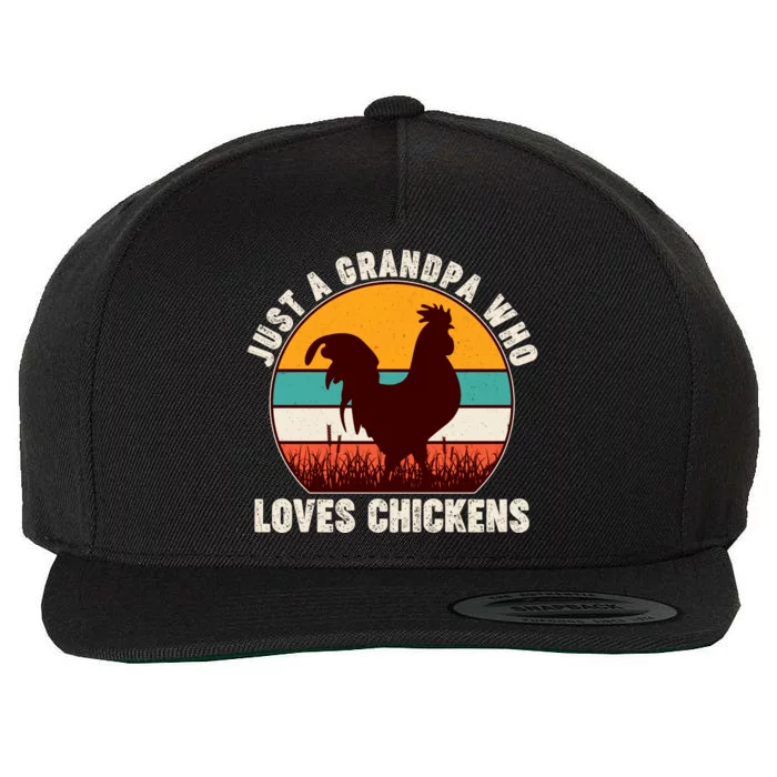 Vintage Just A Grandpa Who Loves Chickens Wool Snapback Cap