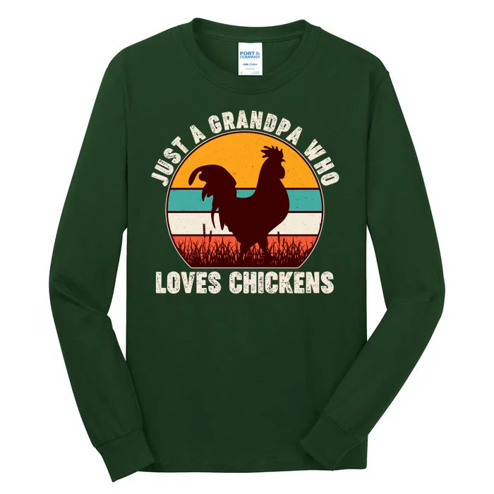 Vintage Just A Grandpa Who Loves Chickens Tall Long Sleeve T-Shirt