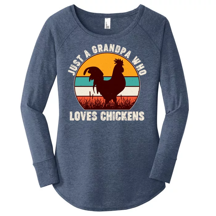 Vintage Just A Grandpa Who Loves Chickens Women's Perfect Tri Tunic Long Sleeve Shirt