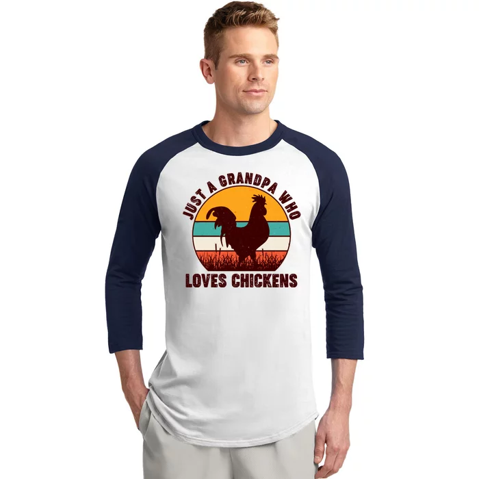 Vintage Just A Grandpa Who Loves Chickens Baseball Sleeve Shirt