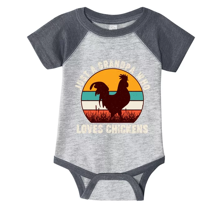 Vintage Just A Grandpa Who Loves Chickens Infant Baby Jersey Bodysuit