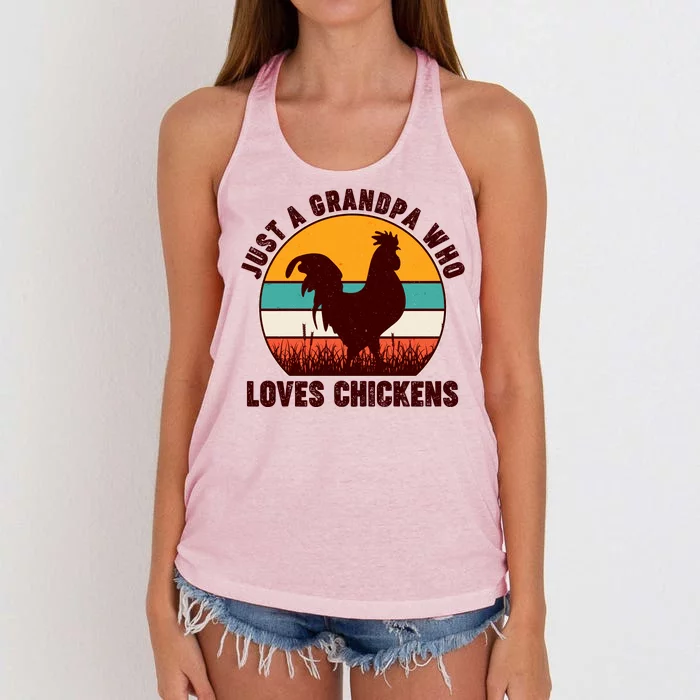 Vintage Just A Grandpa Who Loves Chickens Women's Knotted Racerback Tank