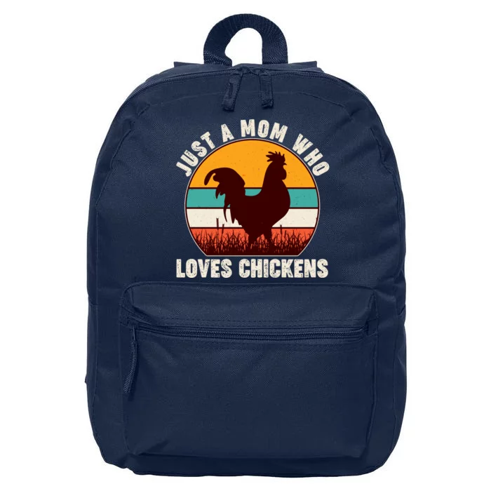 Vintage Just A Mom Who Loves Chickens 16 in Basic Backpack