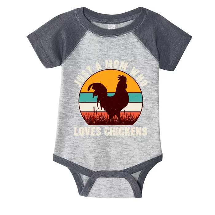 Vintage Just A Mom Who Loves Chickens Infant Baby Jersey Bodysuit